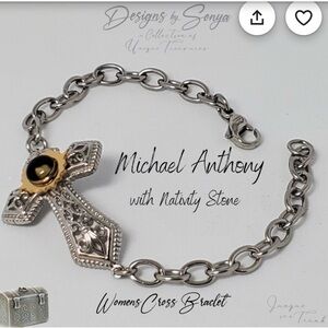 Michael Anthony Women's Cross Bracelet with Nativity Stone
